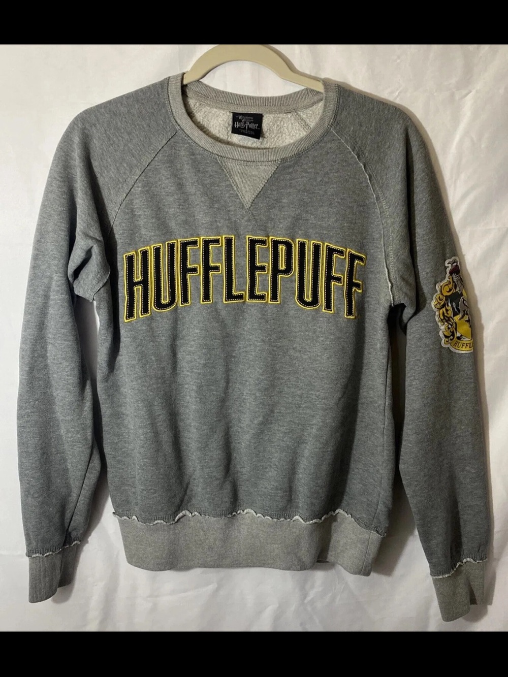Warner Bros. Hufflepuff Grey and Yellow Crewneck Sweatshirt